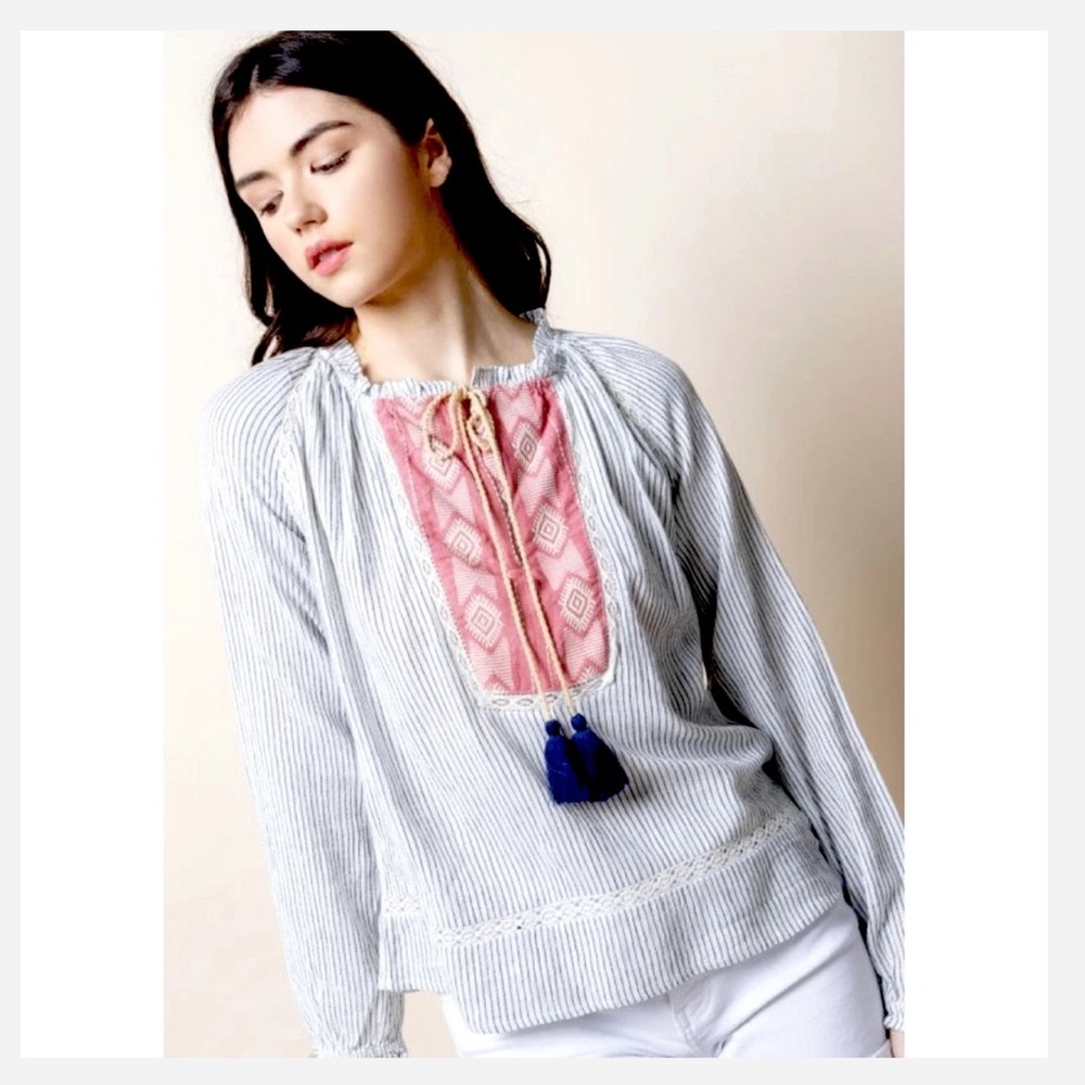 THML Anthropology boho striped raglan top